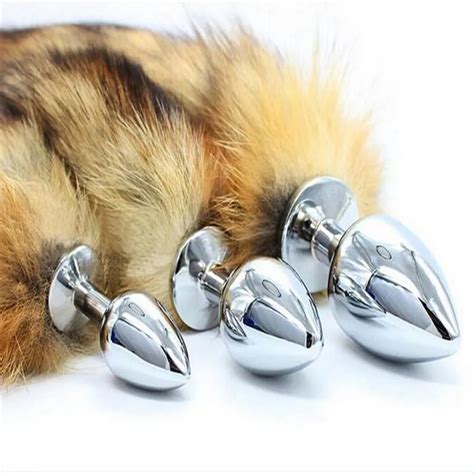 Unisex Butt Plugs Anal Massage Sex Toy Stainless Sex Products Fox Tail