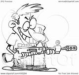 Gun Man Demented Outline Cartoon Holding Clip Royalty Illustration Toonaday Rf Leishman Ron sketch template