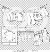 Laundry Clipart Lineart Clothes Line Basket Washing Detergent Drying Machine Illustration Air Clip sketch template