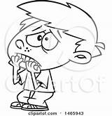 Scared Boy Biting Nails Cartoon Outline His Finger Clipart Coloring Poster Print Template Pages sketch template