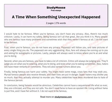 time   unexpected happened  essay