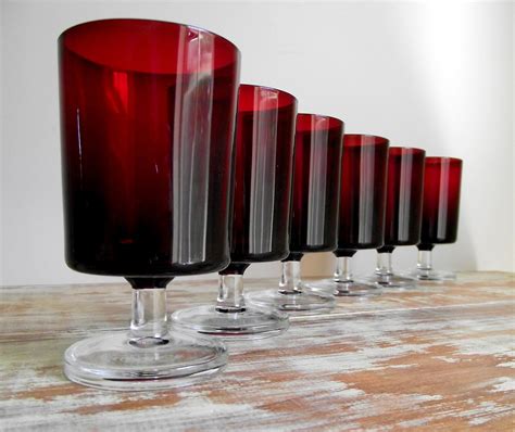 Ruby Wine Glasses Luminarc Cavalier Arcoroc France Red