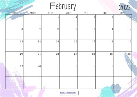 february  calendar printable  template  holidays
