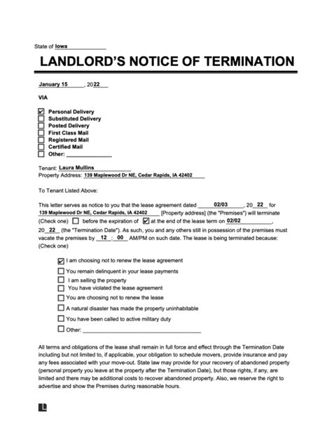 write letter  terminate lease career keg