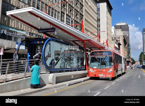modern city bus system rea vaya bus rapid transit system brt stock photo royalty  image