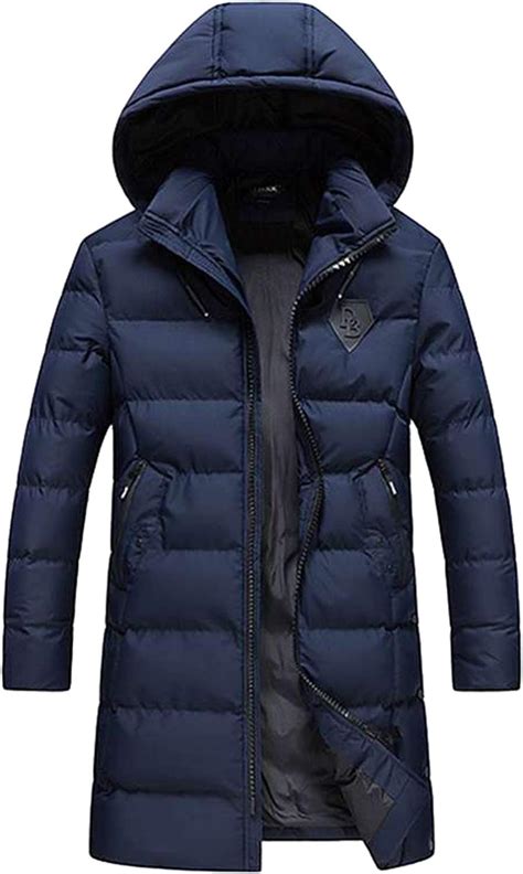 icegrey mens winter long puffer  coats jacket  hood blue  amazoncouk clothing
