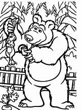 Masha Bear Coloring Pages Rabbit Told Stay Away Garden His sketch template