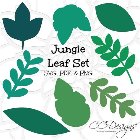 jungle safari leaf templates printable jungle leaf templates etsy