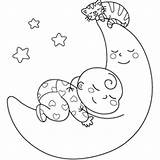 Coloring Baby Sleeping Pages Moon Kitten Drawing Printable Sheet Babies Getdrawings Getcolorings Ba Procoloring sketch template