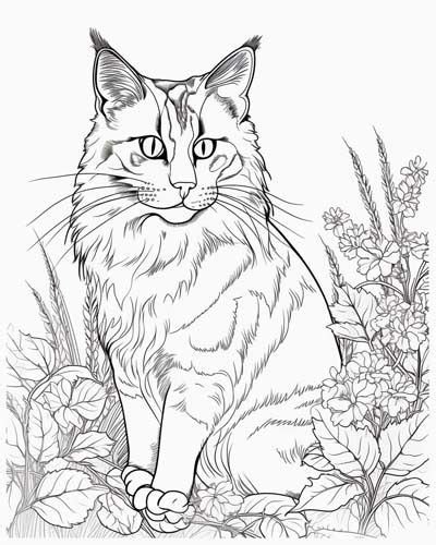 realistic cats coloring pages