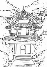 Chinesische Malvorlage Mauer Pagoda Pagode Zum Ausmalbild sketch template