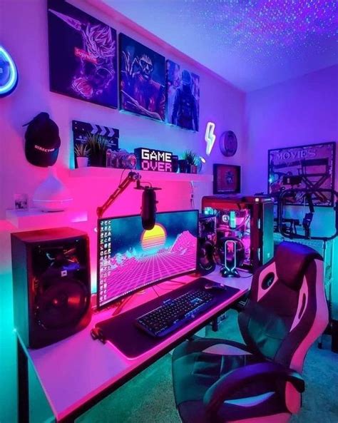 aesthetic gaming setup wallpaper