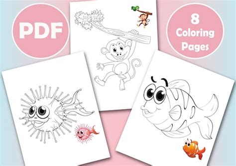 animal coloring pages coloring  kids  toddlers instant etsy