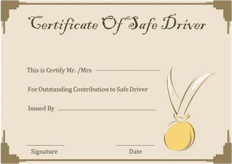 safe driver certificates certificate templates printable