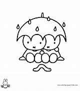Miffy Coloring Pages Kids Cartoon Color Sheets Printable Characters Character Umbrella Colouring Drawing ミッフィー Redwork Stationery Notes Window Back Minions sketch template