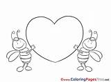 Coloring Valentine Bees Sheets Printable Heart Pages Sheet Title sketch template