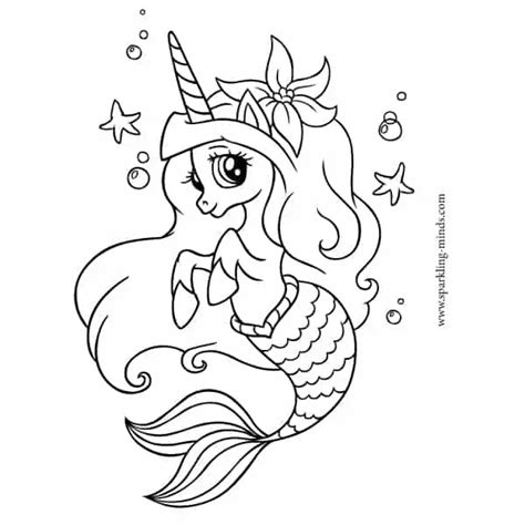 cute unicorn mermaid coloring page sparkling minds