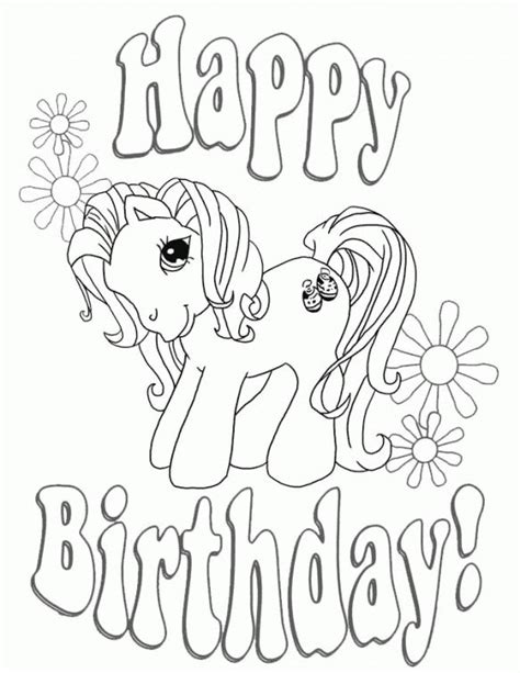 happy birthday   pony coloring page   kids letscolorit