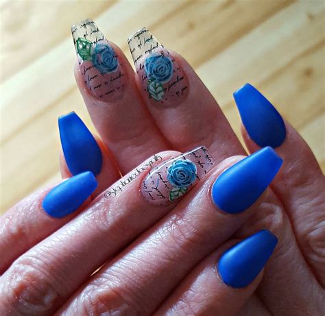 blue roses nail stamping nails blue roses