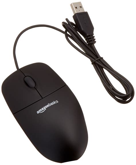 buy amazon basics  button wired usb computer mouse black pack