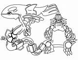 Pokemon Coloring Legendary Pages Groudon Rayquaza Kyogre Kids sketch template