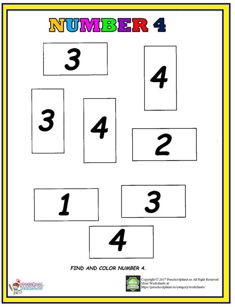 find number  worksheet learning numbers preschool kindergarten math