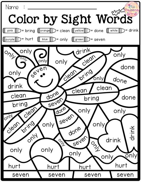 spring color  code sight words  grade sight words