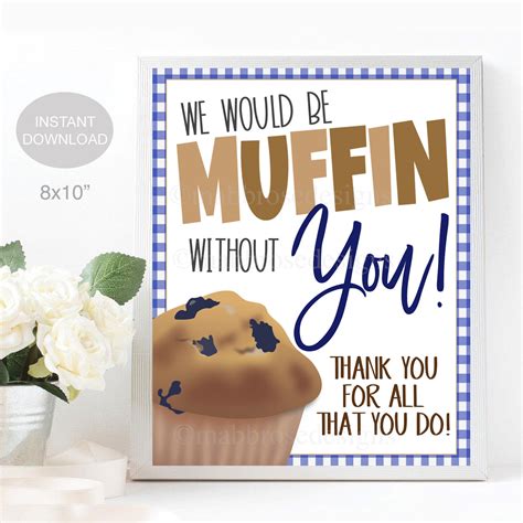 muffin     appreciation sign teacher staff etsy