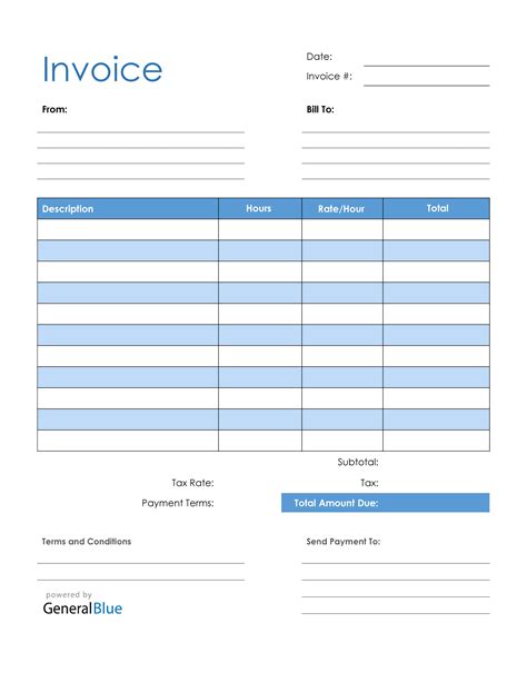blank invoice template   format   printable editable