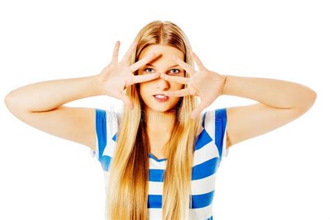 woman covering  face  hands stock image image  pretty girl