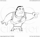 Buff Angry Cartoon Pointing Outlined Olympic Athlete Man Coloring Clipart Thoman Cory Vector sketch template