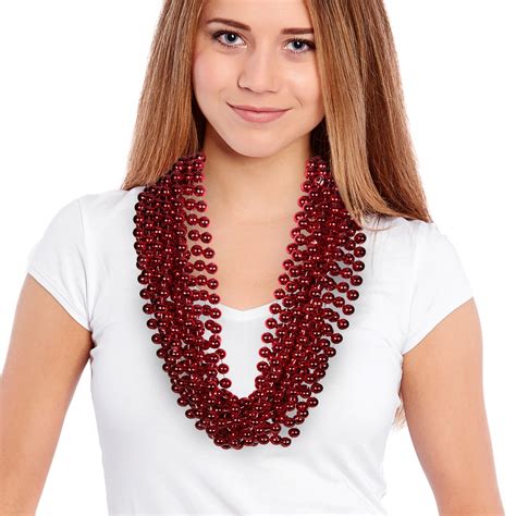 red  mm bead necklaces party beads party beads medallions leis  boas