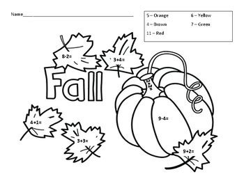 fall color  math facts   learning library tpt