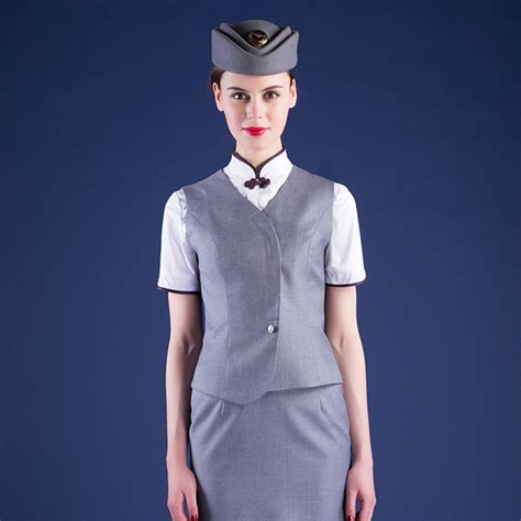 China Formal Airline Stewardess Uniform Red Air Hostess