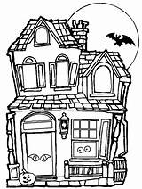 Coloring Haunted House Pages Halloween Adults sketch template