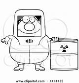 Hazardous Hazmat Removal Cartoon Worker Materials Drum Coloring Clipart Outlined Vector Cory Thoman Loving sketch template
