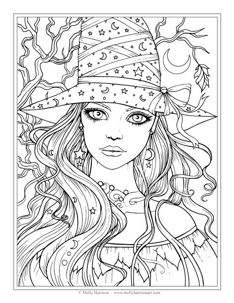 witch face coloring pages  getcoloringscom  printable