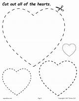 Heart Shapes Cutting Worksheet Preschool Worksheets Printable Tracing Hearts Shape Cut Kindergarten Practice Activities Coloring Pages Skills Scissor Print Easy sketch template