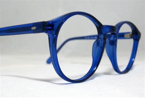 vintage 80s oversized round horn rim eyeglass frames cobalt etsy