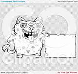 Outlined Ugly Cat Sign Clipart Cartoon Cory Thoman Coloring Vector Clipartof sketch template