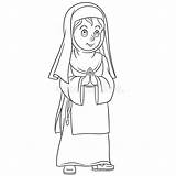 Monja Suora Colorata Pregava Childish Rezando Coloración Nonne Illustrationen sketch template