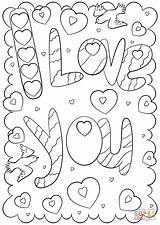 Coloring Card Pages Printable Doodle Valentine Cards Forever Color Valentines Supercoloring Template Word Dibujos Words Choose Board St Drawing Book sketch template