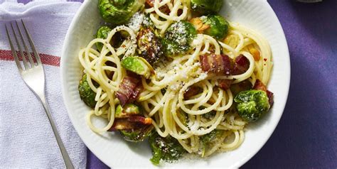 Spaghetti With Bacon And Parmesan Brussels Sprouts