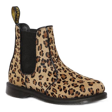 dr martens flora womens hairon leather pullon chelsea boots  leopard