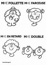 Mme Madame Monsieur Double Follette Coloriage Retard Coloriages Imprimer Hargreaves Colorier Visiter Personnages sketch template