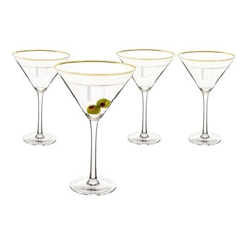 cathy s concepts set of 4 gold rimmed monogram martini
