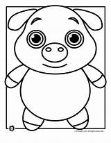 Pig Coloring Pages Cute Template Printable Pigs Color Print Kids Animal Sheet Colouring Drawing Templates Animals Shape Bellied Pot Popular sketch template