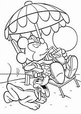 Coloring Pages Beach Summer Printable Mickey Mouse sketch template