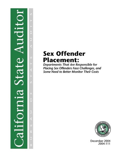 Ca Sex Offender Placement Audit 2004 111 Prison Legal News