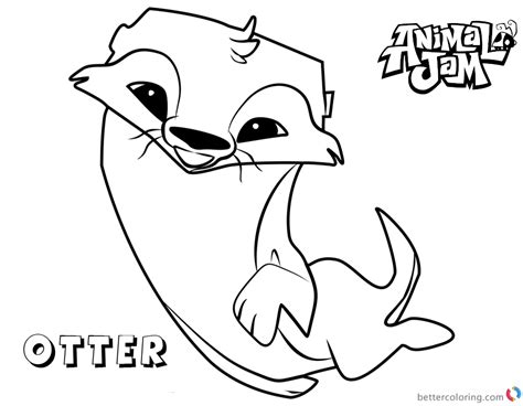 animal jam coloring pages otter  printable coloring pages